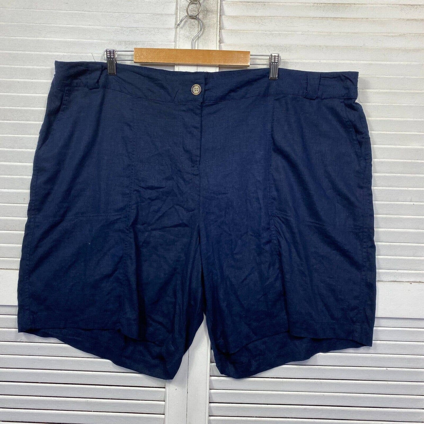 Autograph Linen Short Size 24 Plus Size Navy Pockets new