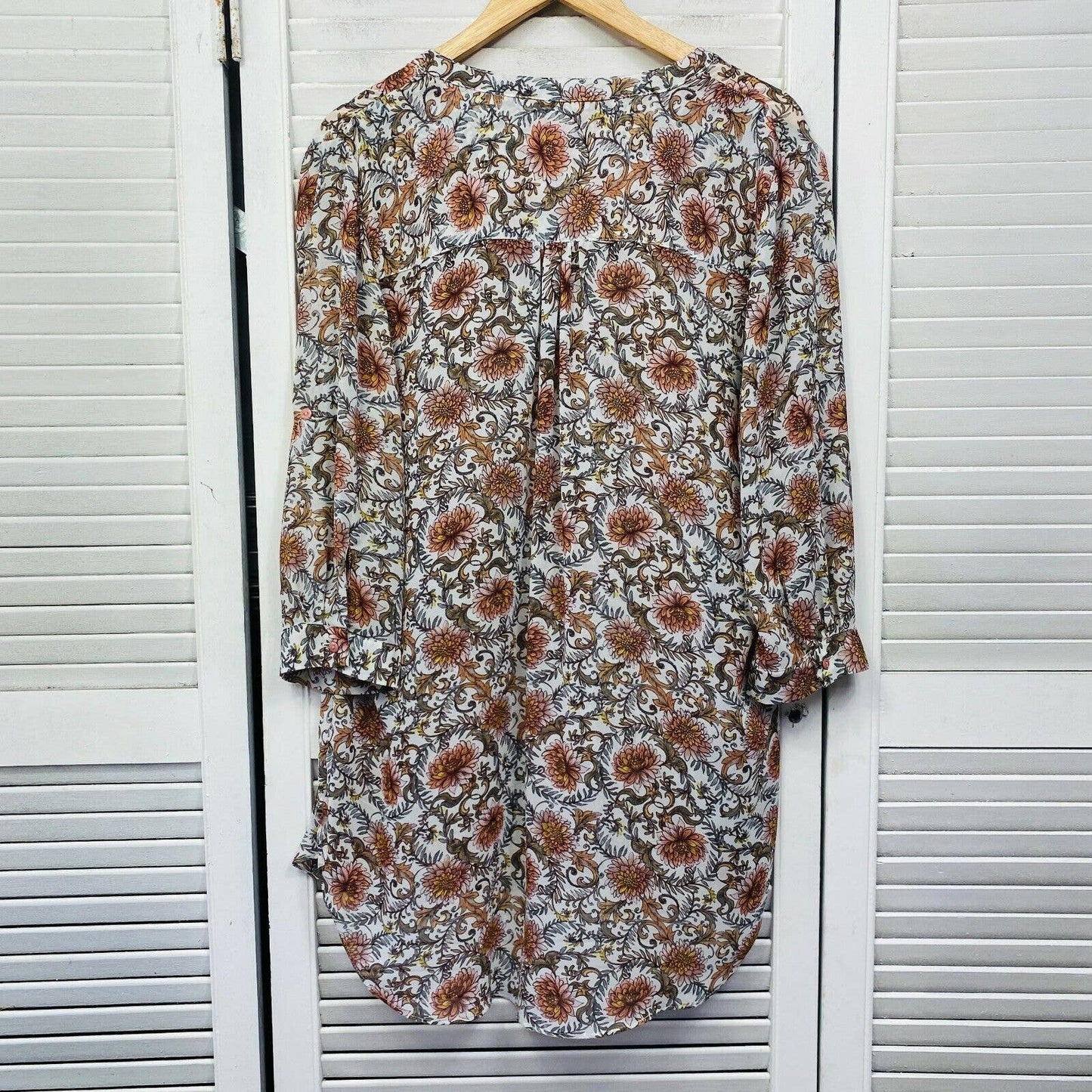 Katies Top Womens Plus 16 Multicoloured Button Up Long Sleeve Floral