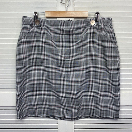Preview Skirt 18 Plus Grey Check Lined Pencil Office Work Pockets Preloved