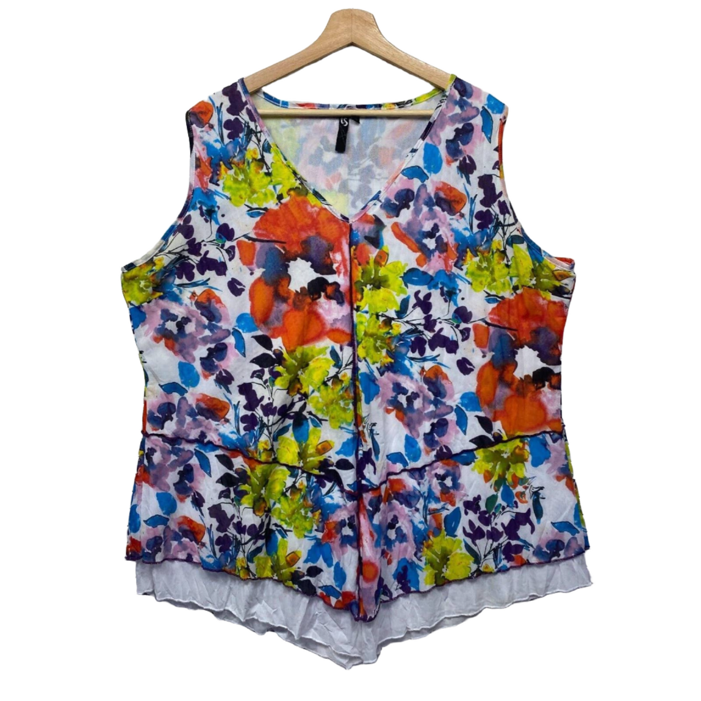 Taking Shape Top Womens 20 Large Plus Multicoloured Floral Sleeveless Layered