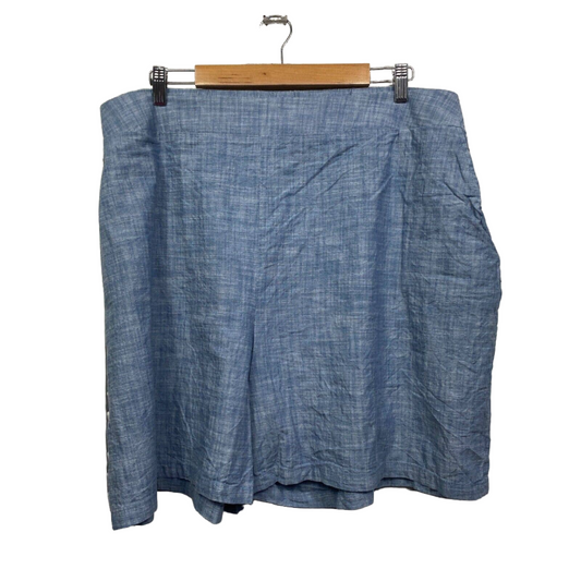 Anko Curve Shorts Womens Bermuda Plus 26 Blue Flat Front Elastic Waist Cotton