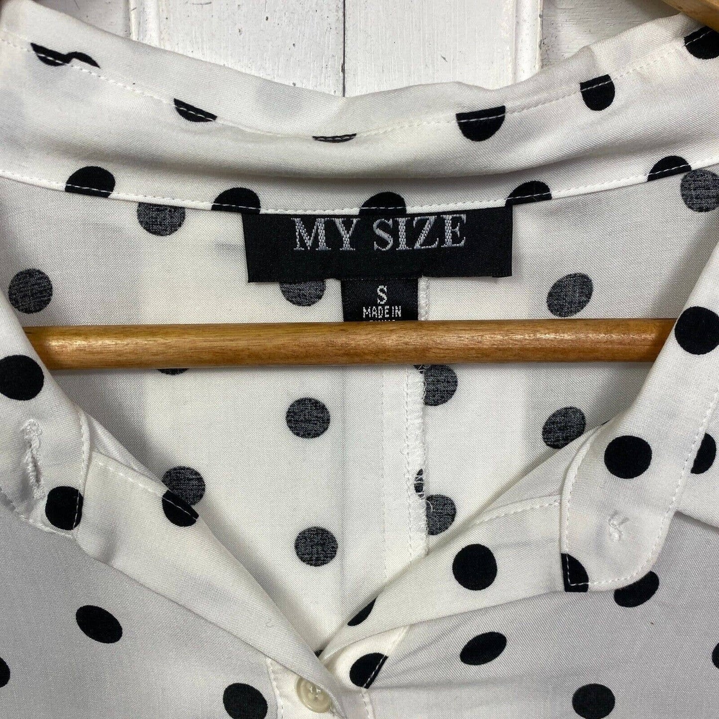 My Size Top Size 14 16 Plus White Black Dots Button Up Tunic Longline Preloved