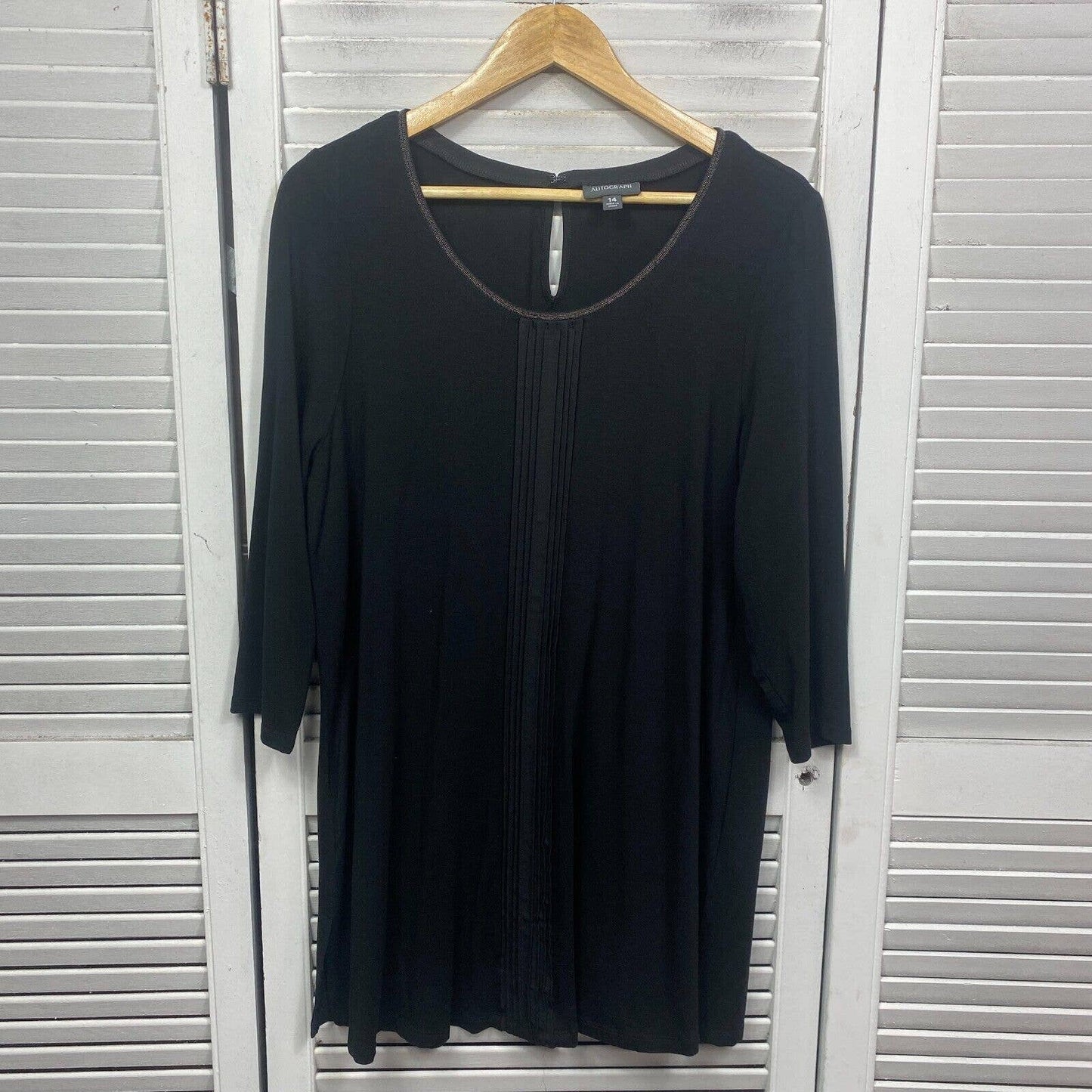 Autograph Womens Top Plus Size 14 Black Longline Long Sleeve Viscose