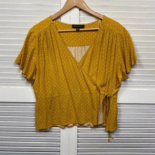 Dannii Minogue Top 16 Petites Mustard Polka Dots Wrap V Neck Viscose