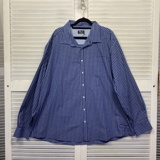 Mr Big Shirt Mens 6XL Plus Blue Button Up Long Sleeve Check Big & Tall Preloved