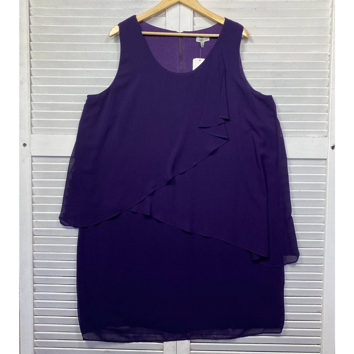 Autograph Dress Size Plus 18 Purple Sleeveless Sheer Overlay Knee Length NEW