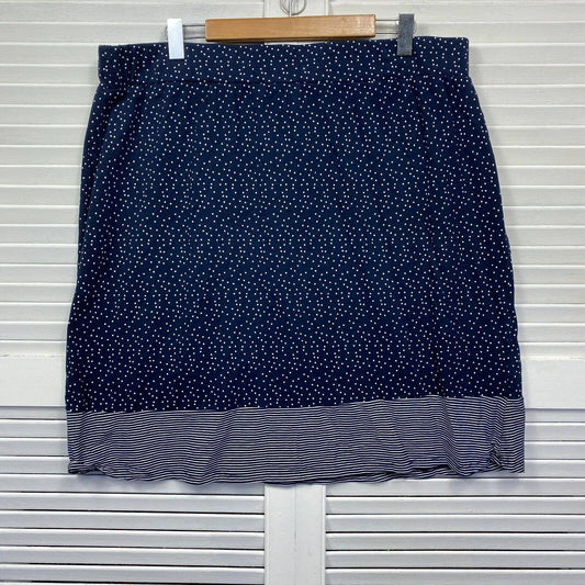 W Lane Skirt Womens 2XL Navy Dots Striped Elastic Waist 100% Cotton