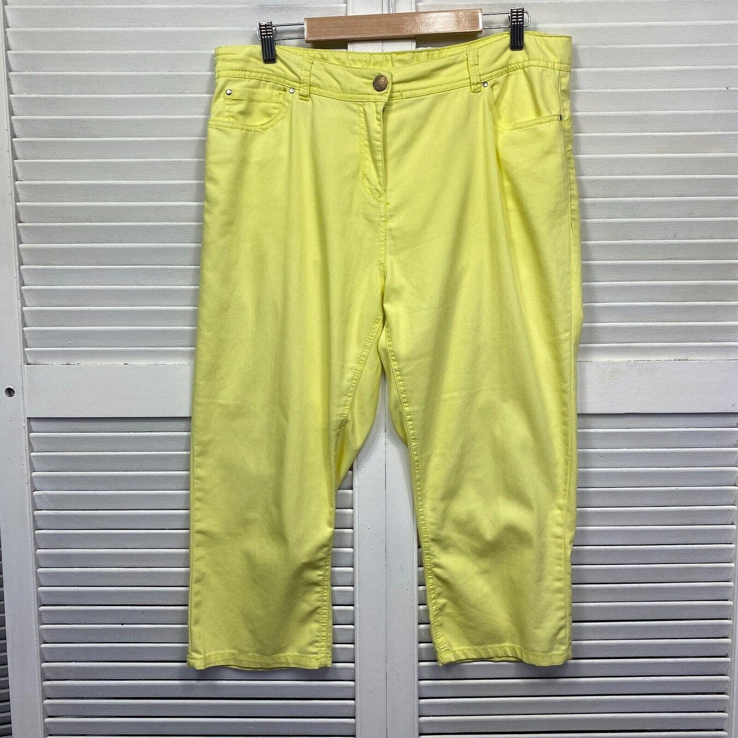 Millers Pant Size 16 Yellow Pockets Heavy Cotton Pedal Pusher Cropped