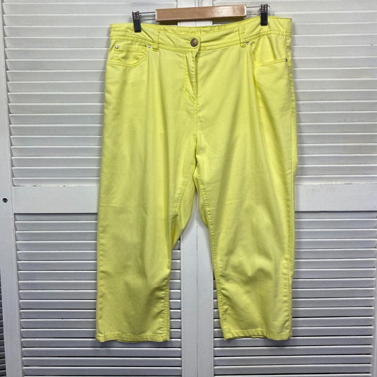 Millers Pant Size 16 Yellow Pockets Heavy Cotton Pedal Pusher Cropped