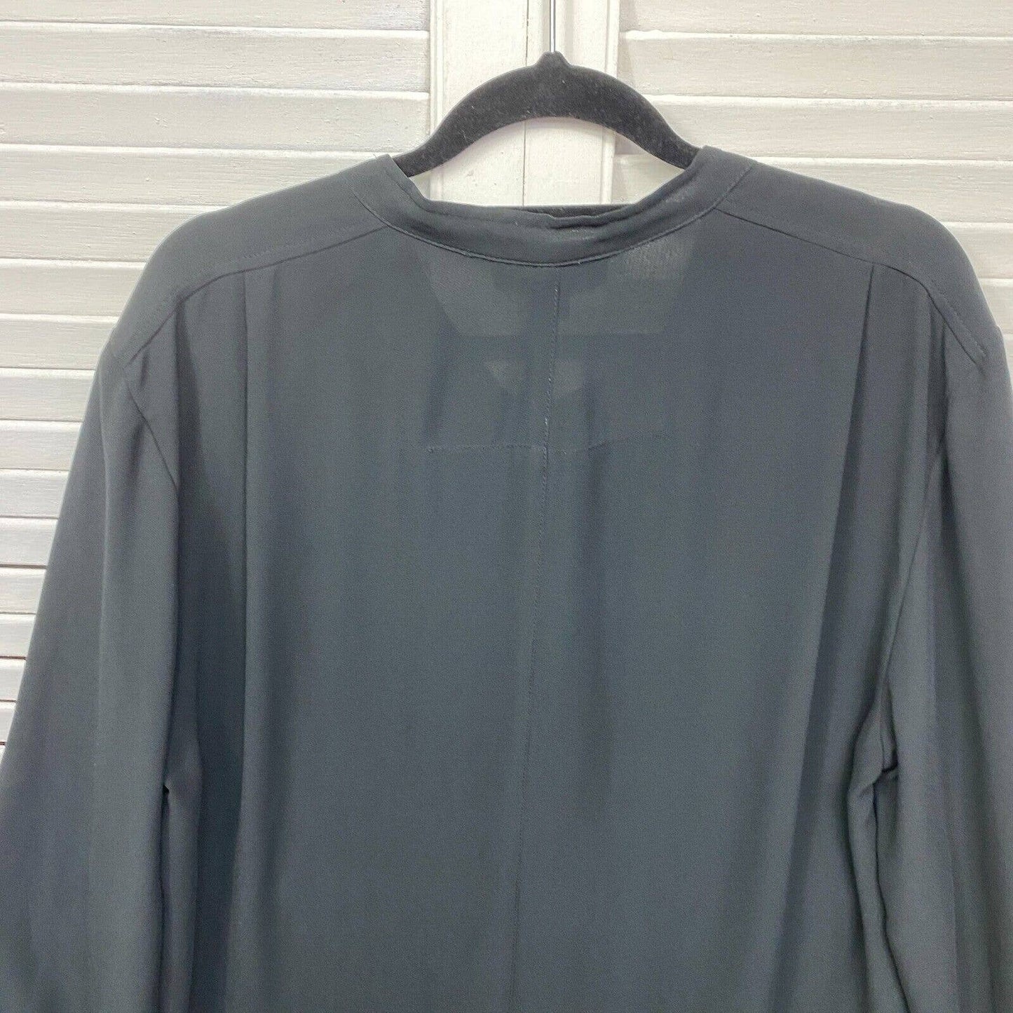 My Size Top Womens XS 14 Plus Size Black Button Up Long Sleeve Pleated