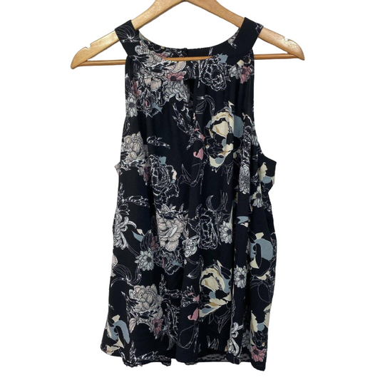 City Chic Womens Top Plus Size XS 14 Black Floral Lace Sleeveless