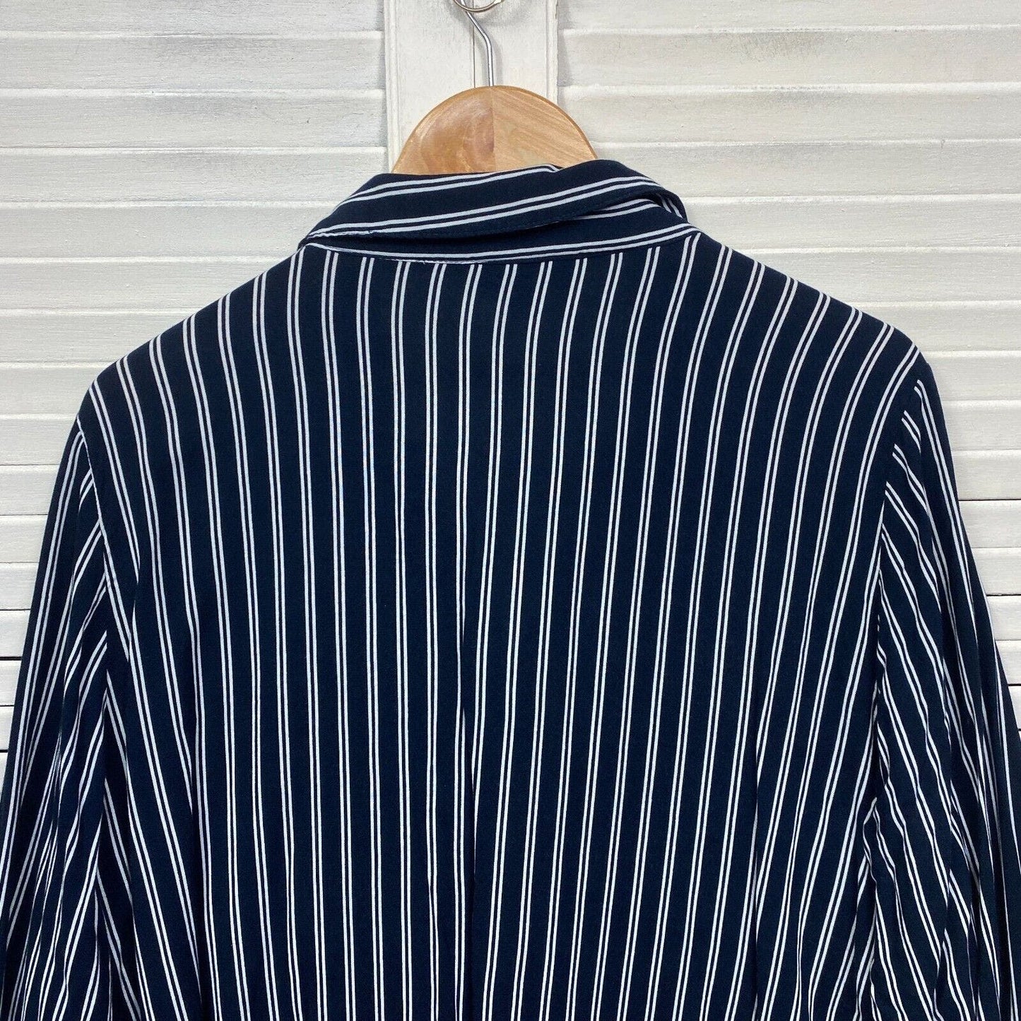 Autograph Top Shirt 20 Plus Blue Navy Striped Long Sleeve Button Up Preloved