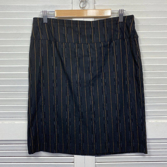 Swish Skirt Womens 14 Plus Black Pencil Straight Striped Knee Length