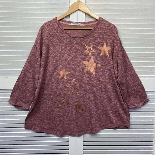 Virtuelle Top 16 Plus Small Pink Long Sleeve Star Preloved