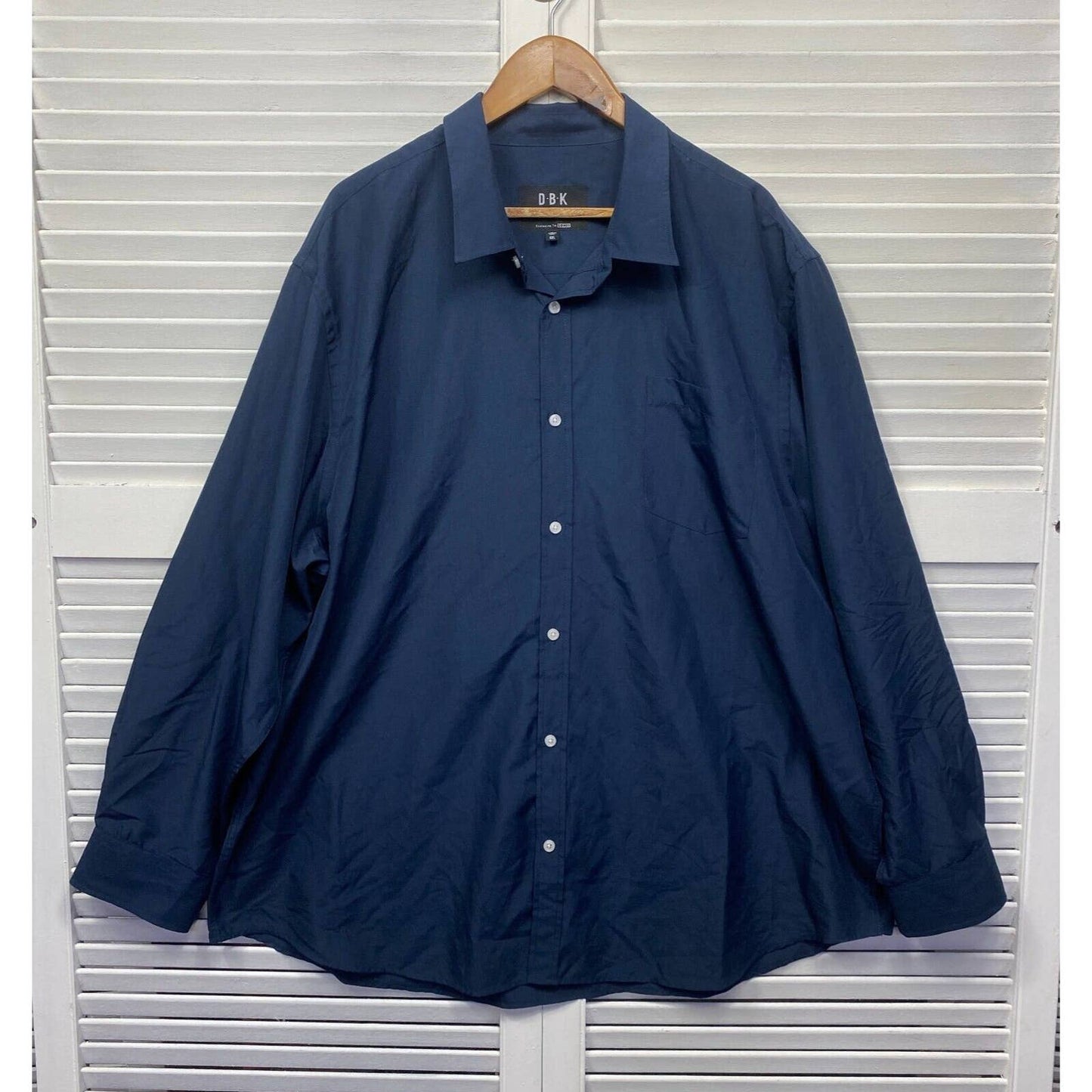 DBK Shirt Mens 6XL Navy Blue Button Up Long Sleeve Big & Tall Plus Size