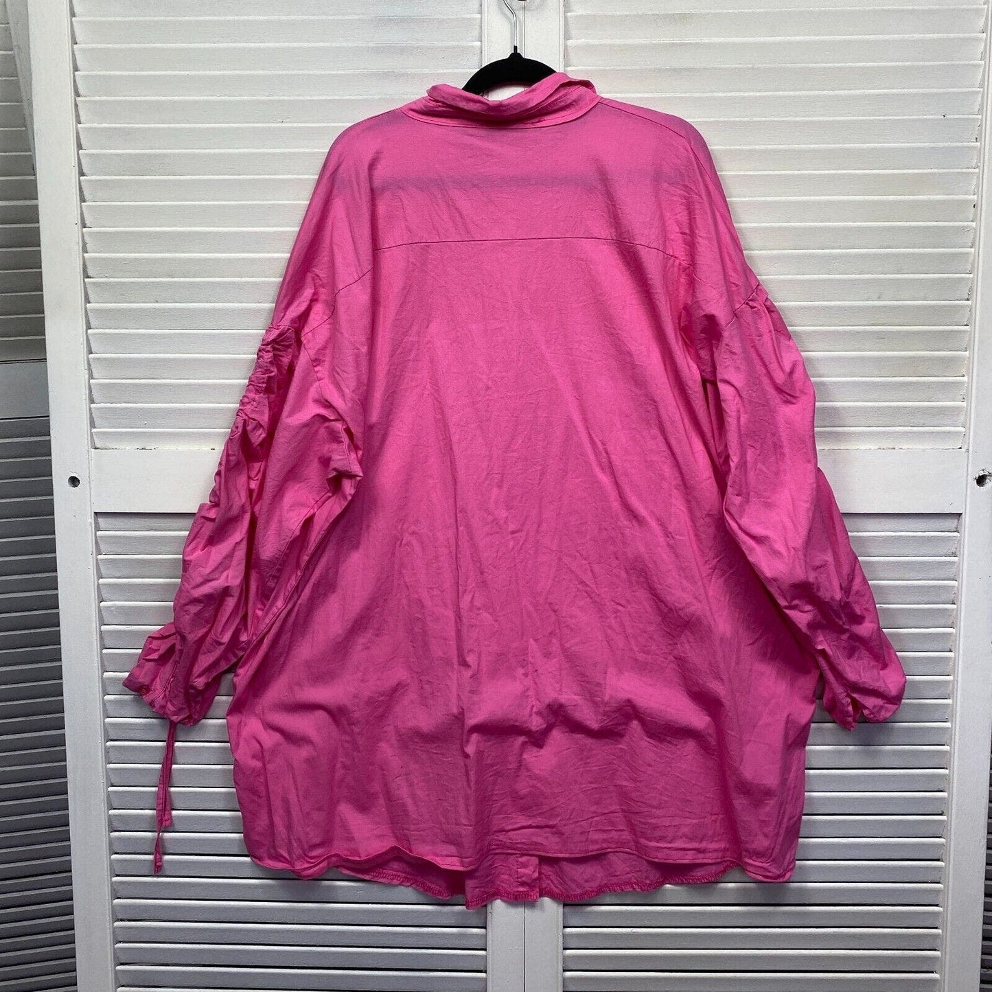 Boohoo Top 16 Plus Pink Oversized Ruched Long Sleeve Button Up Preloved