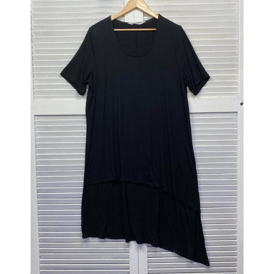 Virtuelle Maxi Dress 16 Plus Small Black Long Short Sleeve Casual