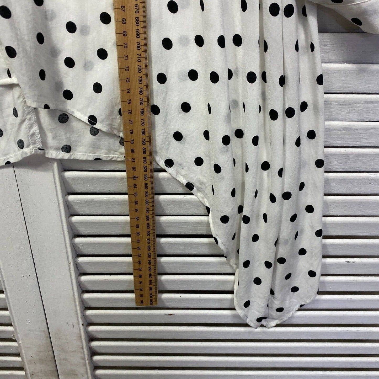 My Size Top Size 14 16 Plus White Black Dots Button Up Tunic Longline Preloved