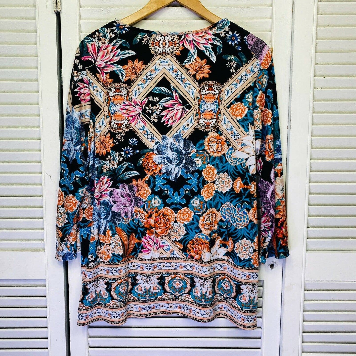 Millers Top Womens 16 Multicolour Long Sleeve Round Neck Floral Colourful Plus