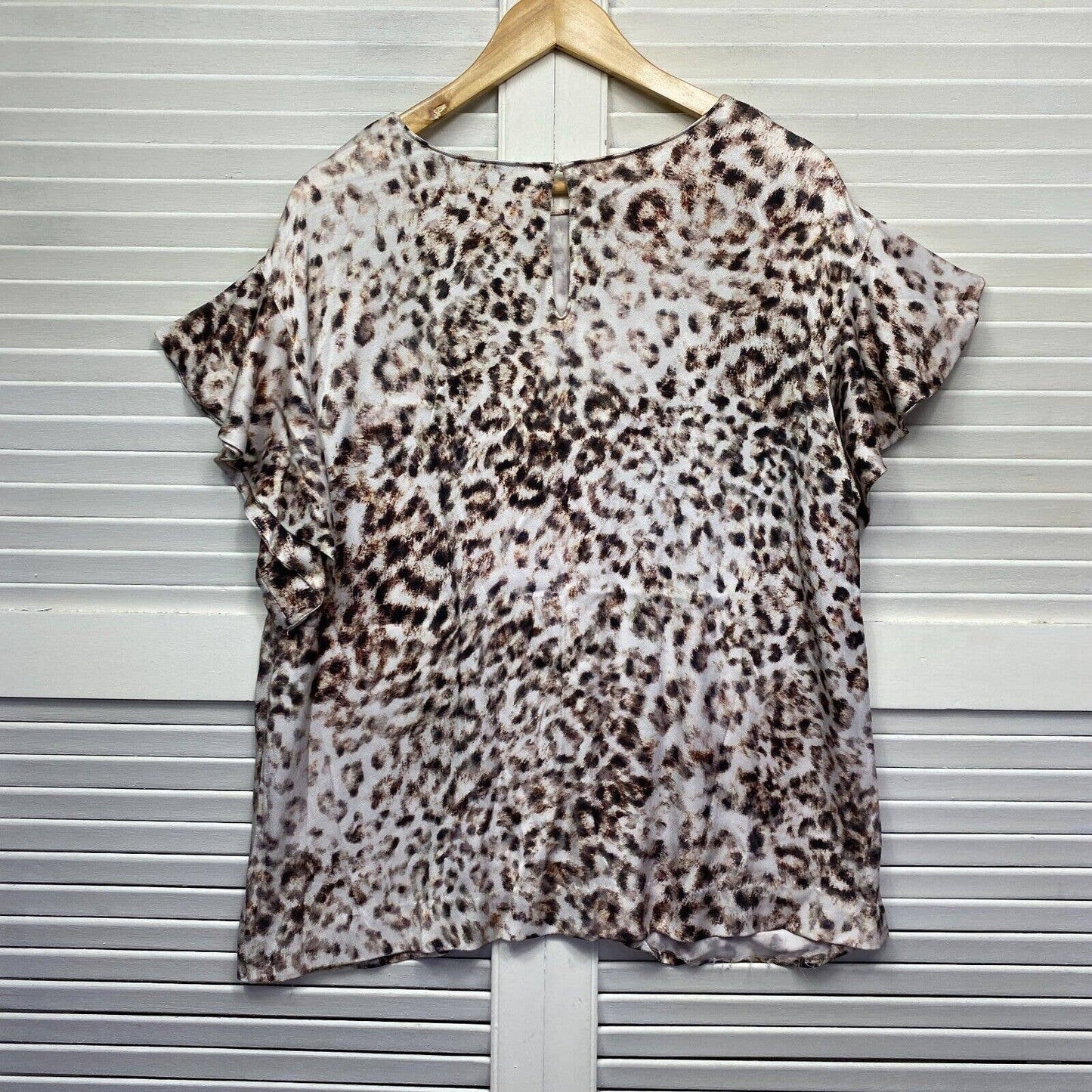 Sussan Top Size 14 Animal Print Short Sleeve Viscose Multicoloured