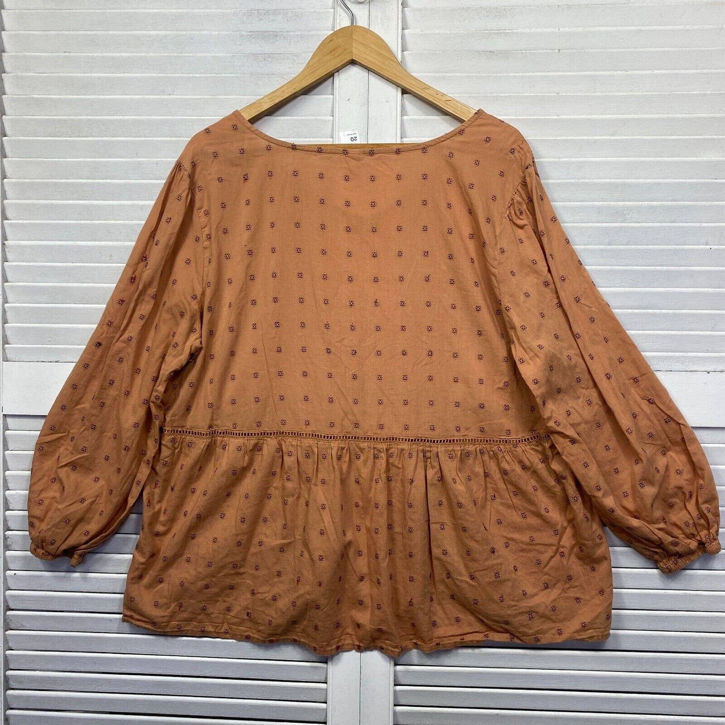 Anko Top Womens 20 Brown Long Sleeve V Neck Plus Size Smock Long Sleeve