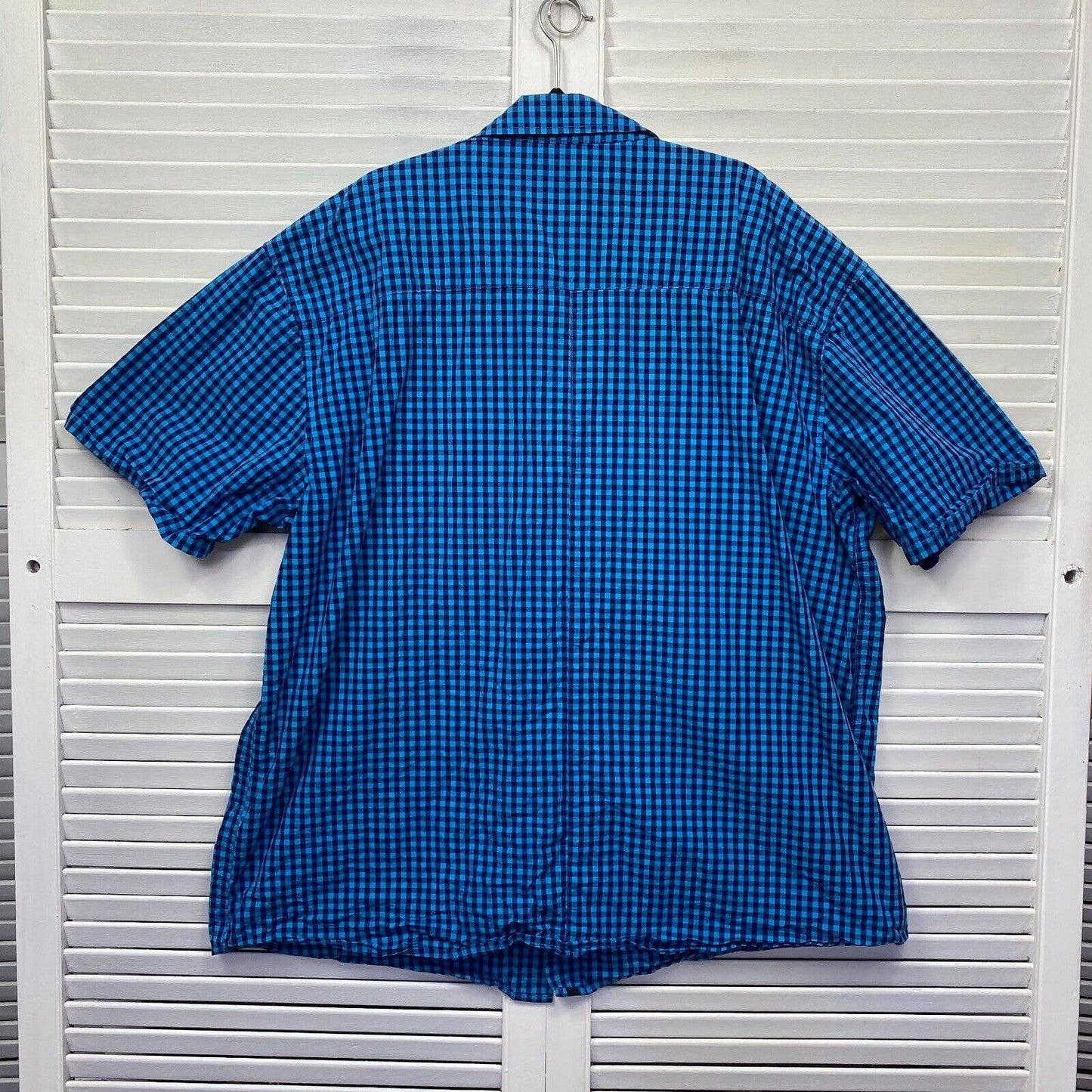 Bullzye Shirt Mens 4XL Plus Blue Short Sleeve Button Up Big & Tall Check