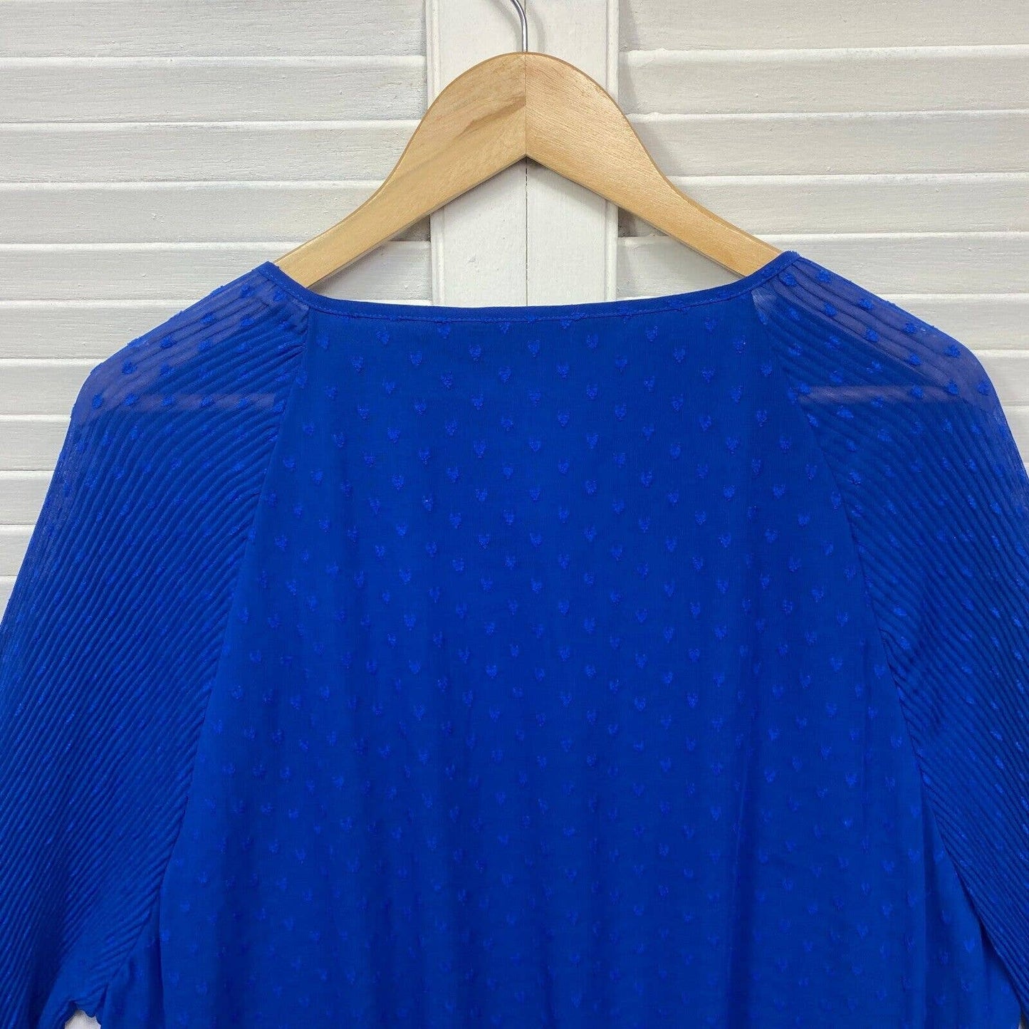 beme Top Womens 22 Blue Pleated Long Sleeve Lined Cocktail Evening Business Plus