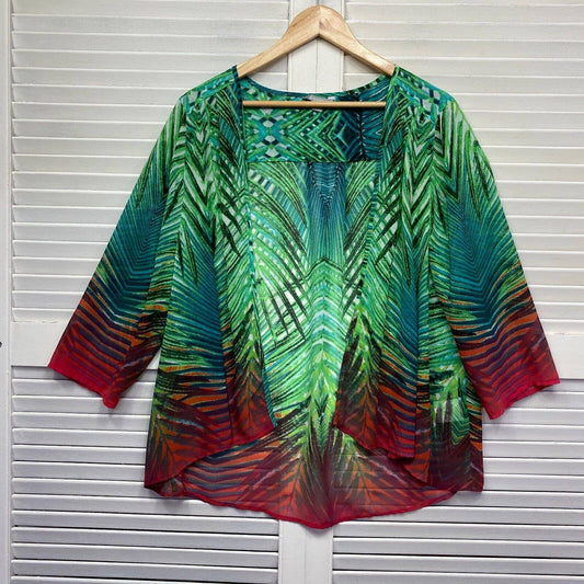 Suzanne Grae Top Womens XL Open Front Multicoloured Long Sleeve Casual
