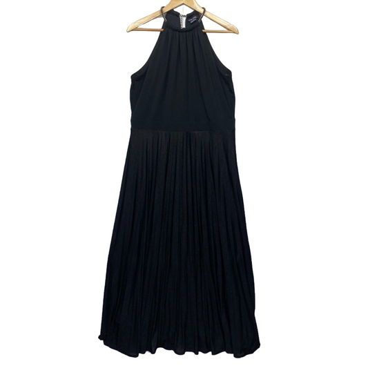 City Chic Dress 16 Plus Small Black Maxi Sleeveless Halter Evening Occasion