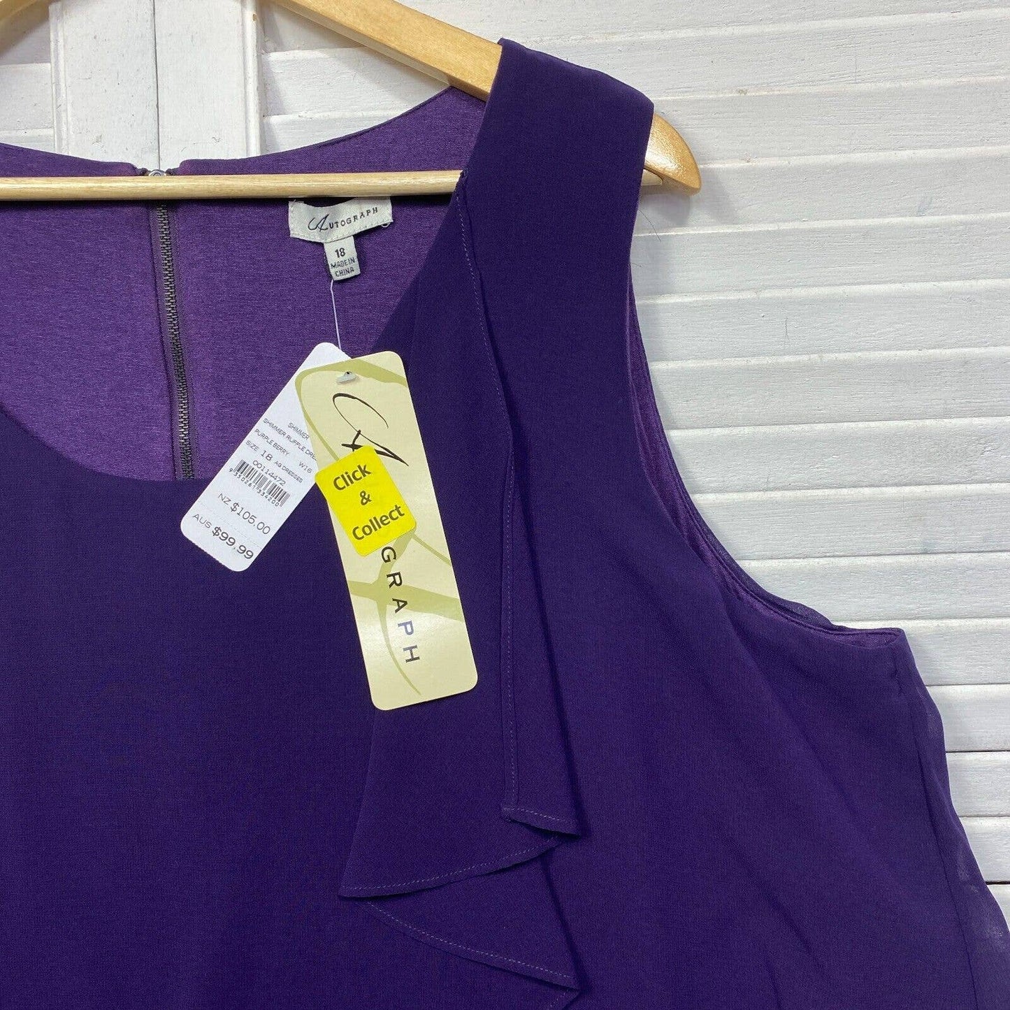 Autograph Dress Size Plus 18 Purple Sleeveless Sheer Overlay Knee Length NEW