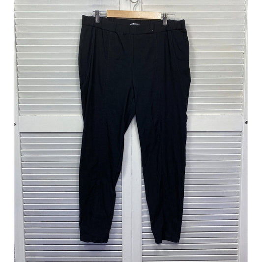 Preview Pants 18 Plus Black Straight Leg Pull On Elastic Waist Preloved