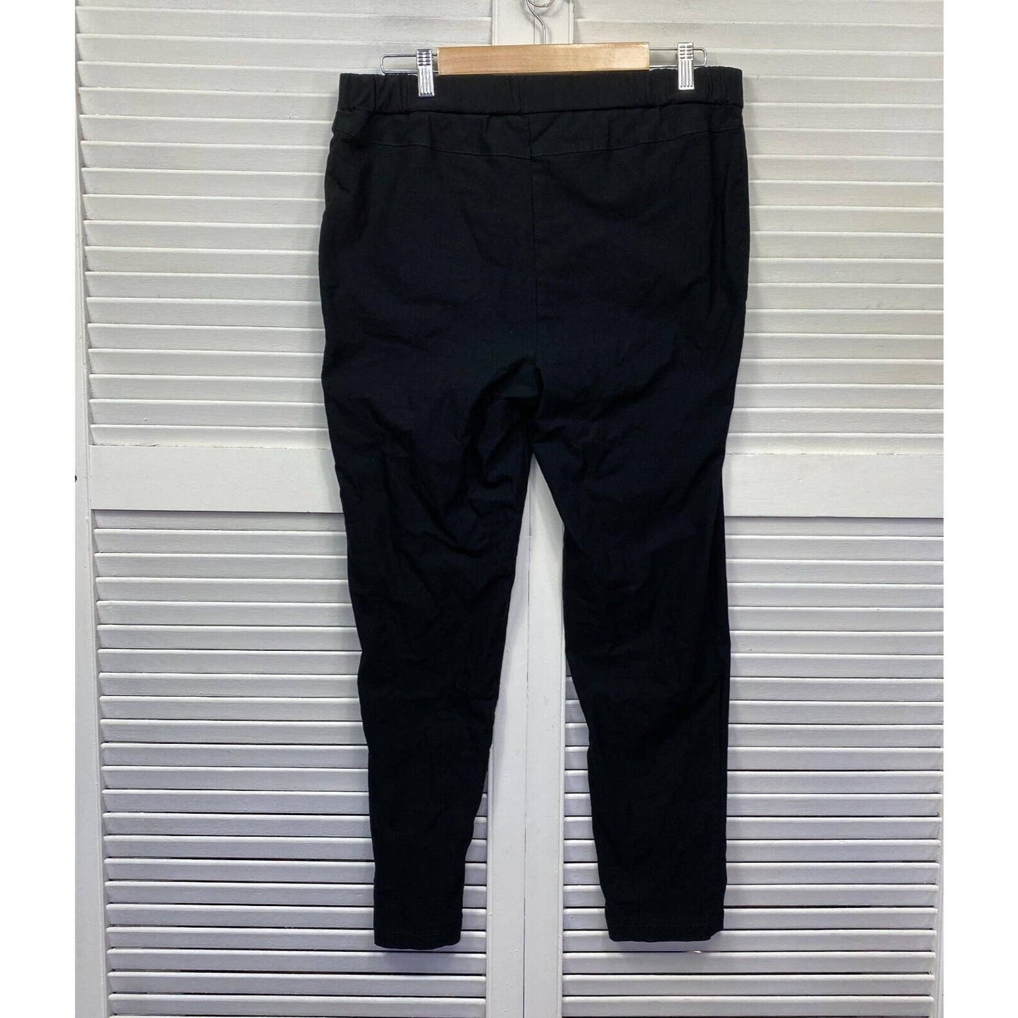 Preview Pants 18 Plus Black Straight Leg Pull On Elastic Waist Preloved