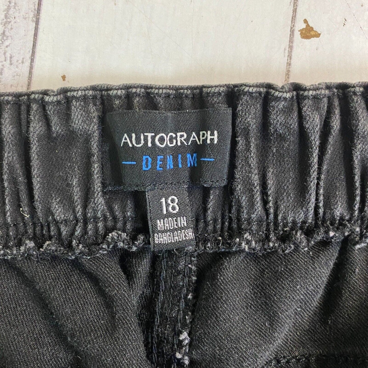 Autograph Shorts 18 Plus Denim Black Elastic Waist Pull On Preloved