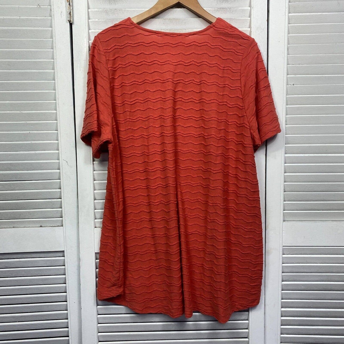 Virtuelle Womens Top Plus 16 Orange Short Sleeve V Neck Cotton Blend Ribbed