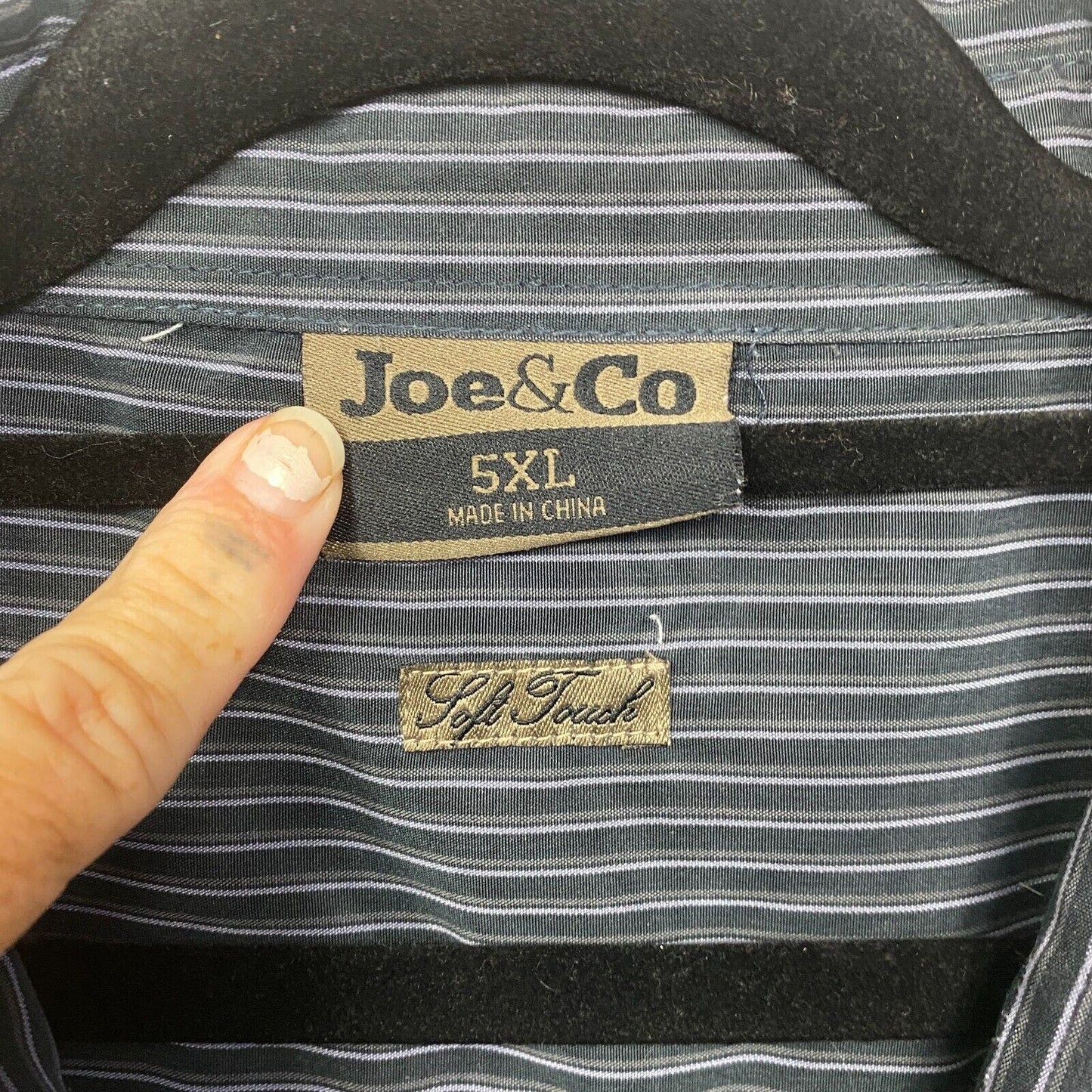 Joe & Co Shirt Mens 5XL Blue Button Up Long Sleeve Striped Preloved