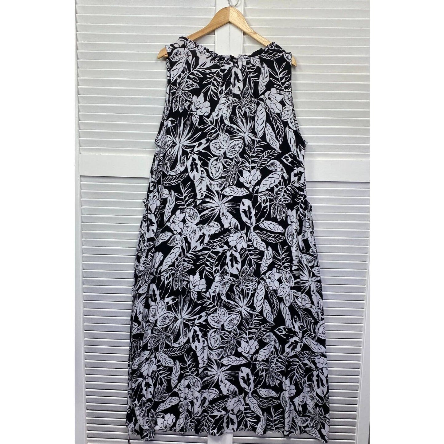 Autograph Maxi Dress Women 18 Plus Sleeveless Black White Floral Long Viscose