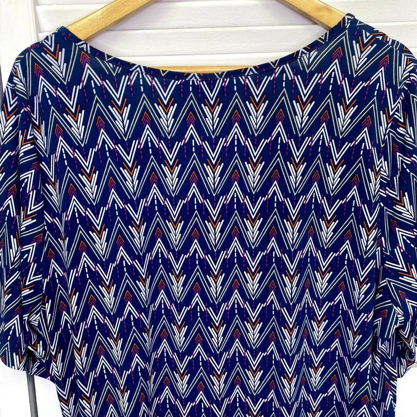 Beme Plus Size Top Sz Small 16 Multicolour Short Sleeve Chevron Stretch