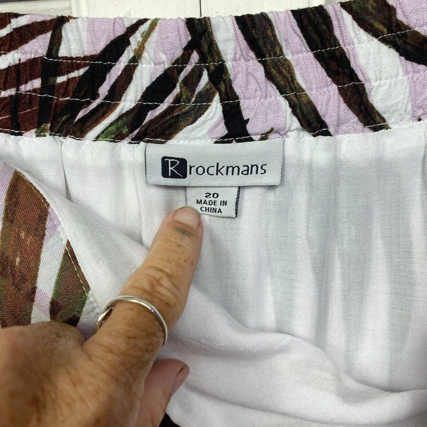 Rockmans Skirt Womens 20 Multicoloured Floral Linen Blend Plus Size Pencil