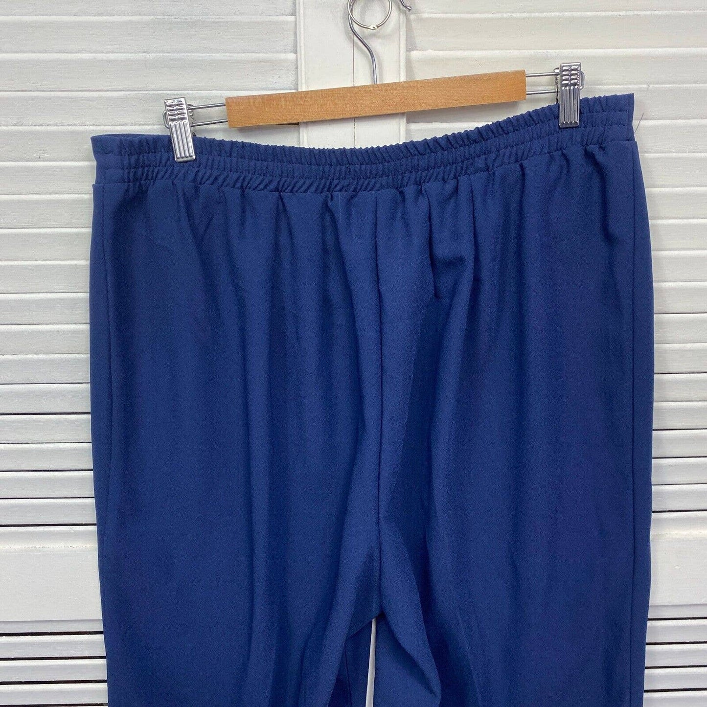 Autograph Pant Womens 14 Plus Size Blue Lace Trim Elastic Waist Cropped