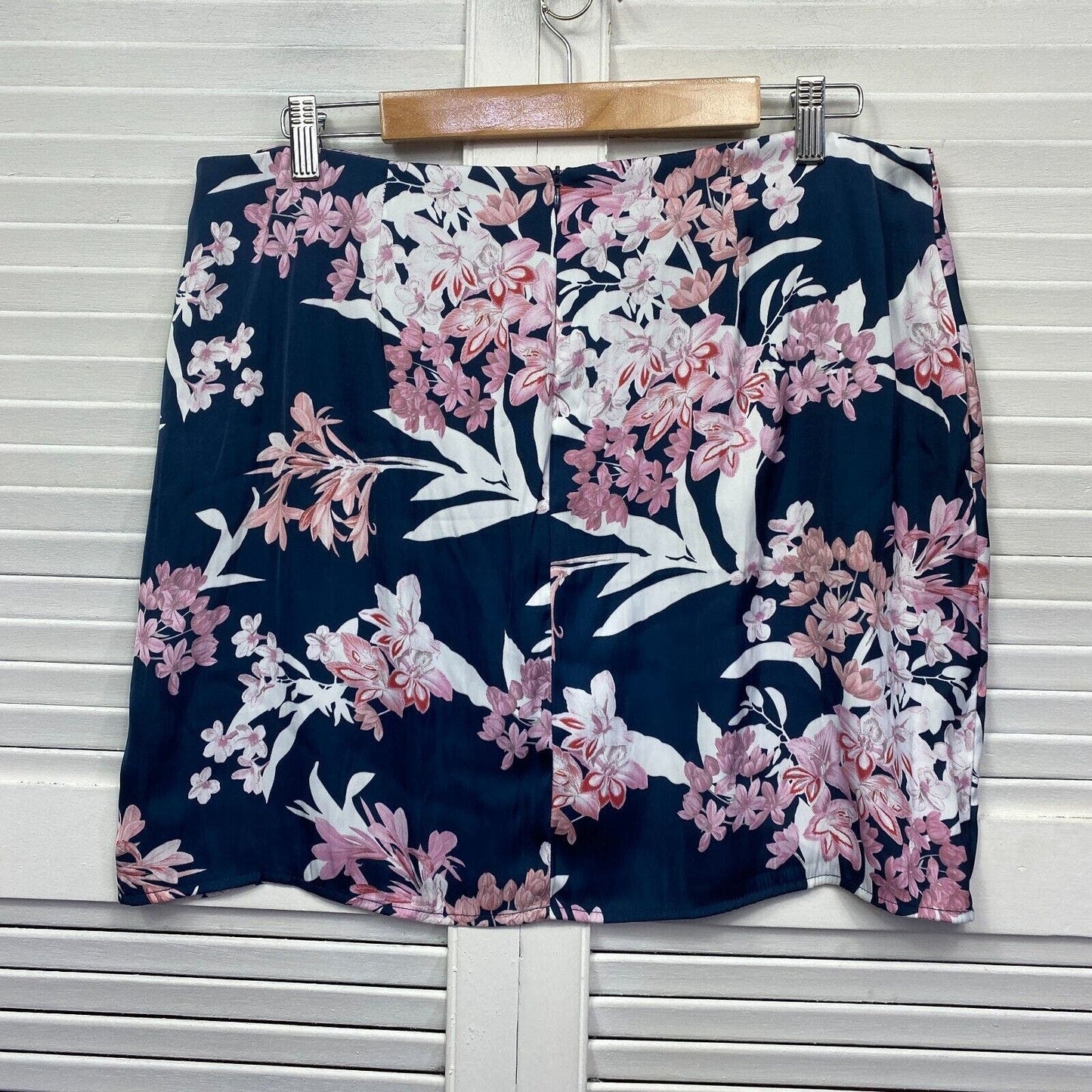 Dannii Minogue Skirt Size 16 Petites Floral Navy Pink Lined Preloved