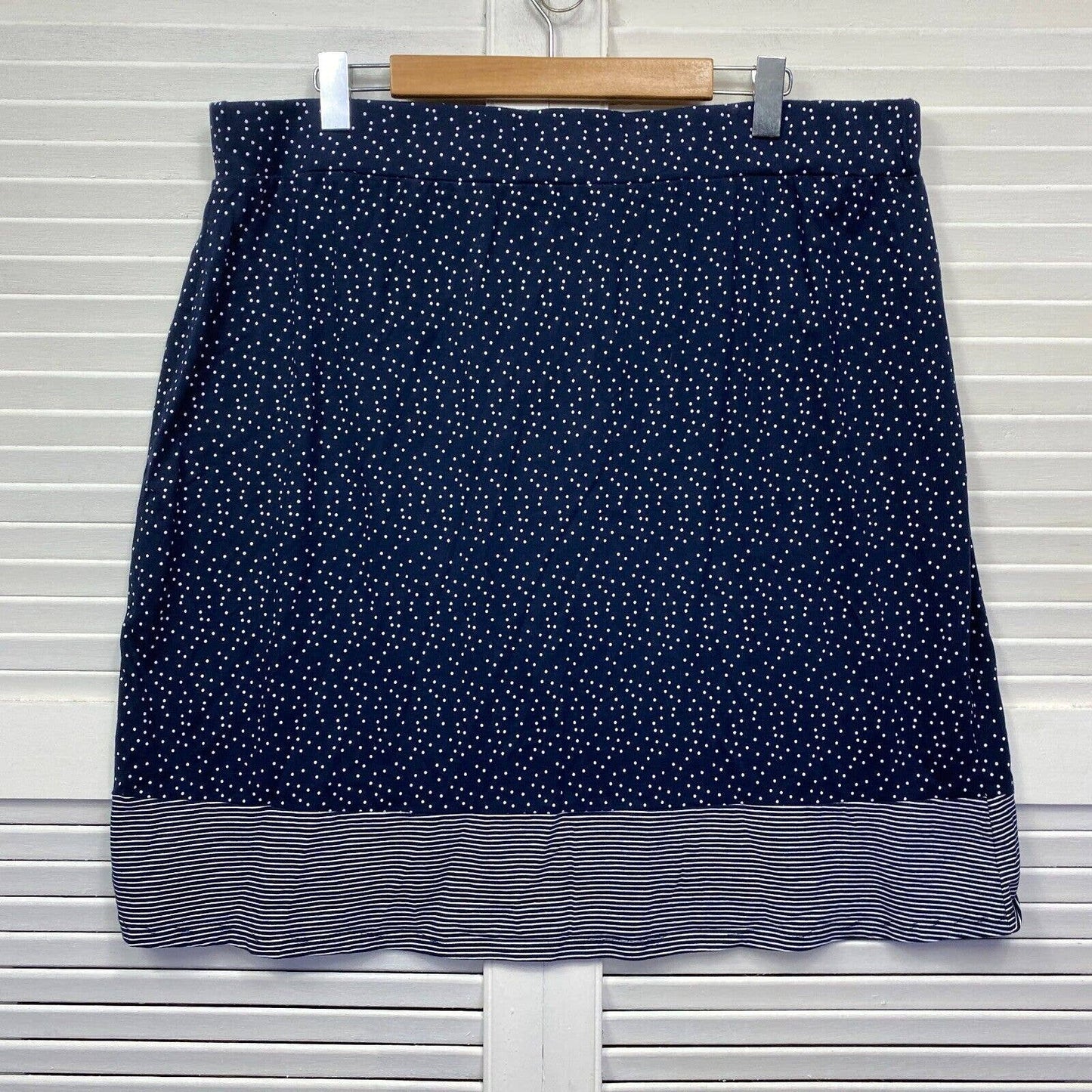 W Lane Skirt Womens 2XL Navy Dots Striped Elastic Waist 100% Cotton