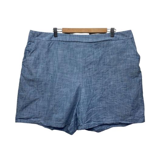 Anko Curve Shorts Womens 24 Plus 100% Cotton Pockets Blue Elastic Waist