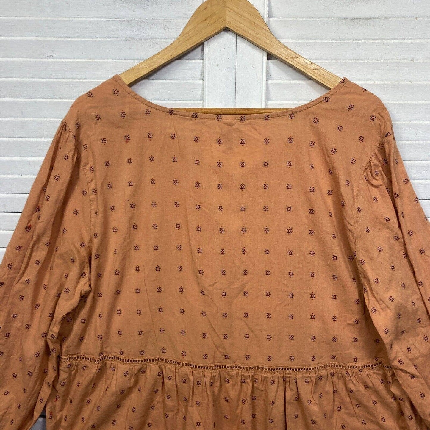 Anko Top Womens 20 Brown Long Sleeve V Neck Plus Size Smock Long Sleeve