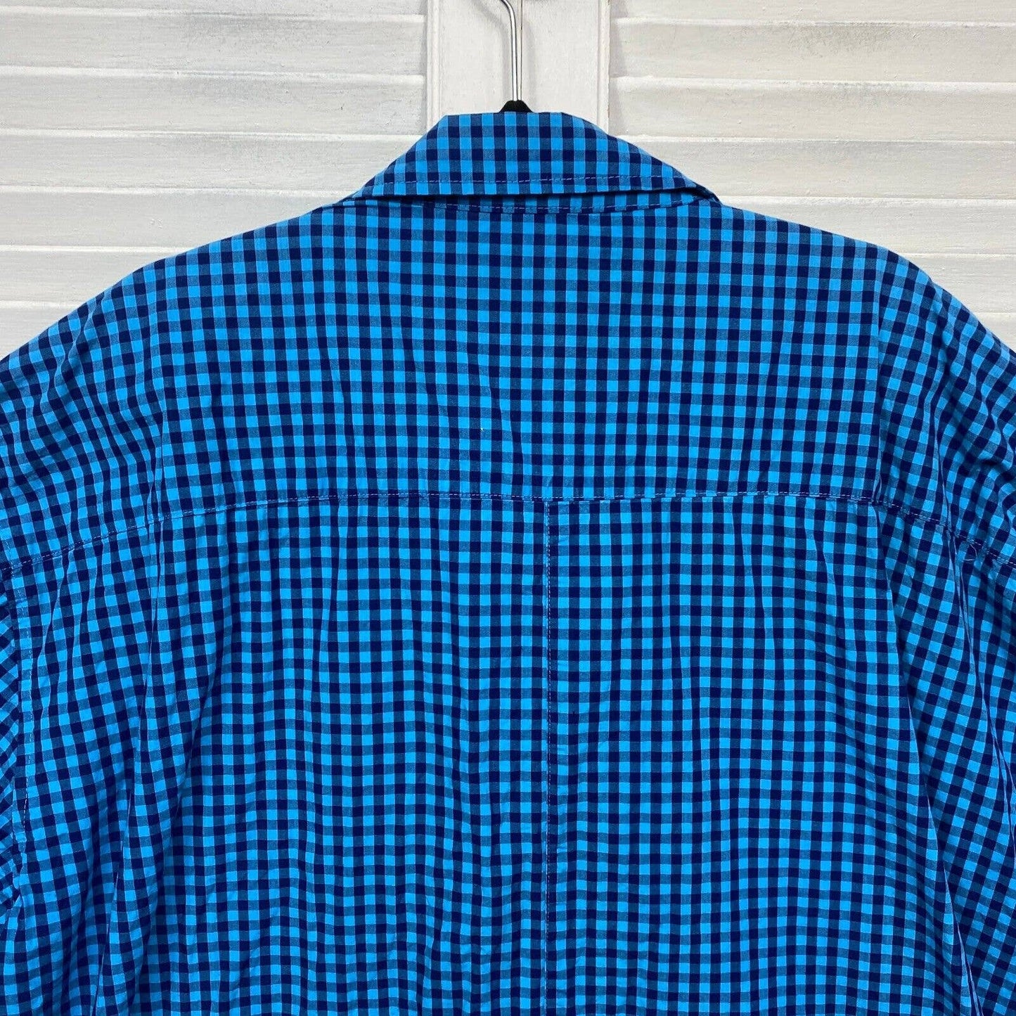 Bullzye Shirt Mens 4XL Plus Blue Short Sleeve Button Up Big & Tall Check