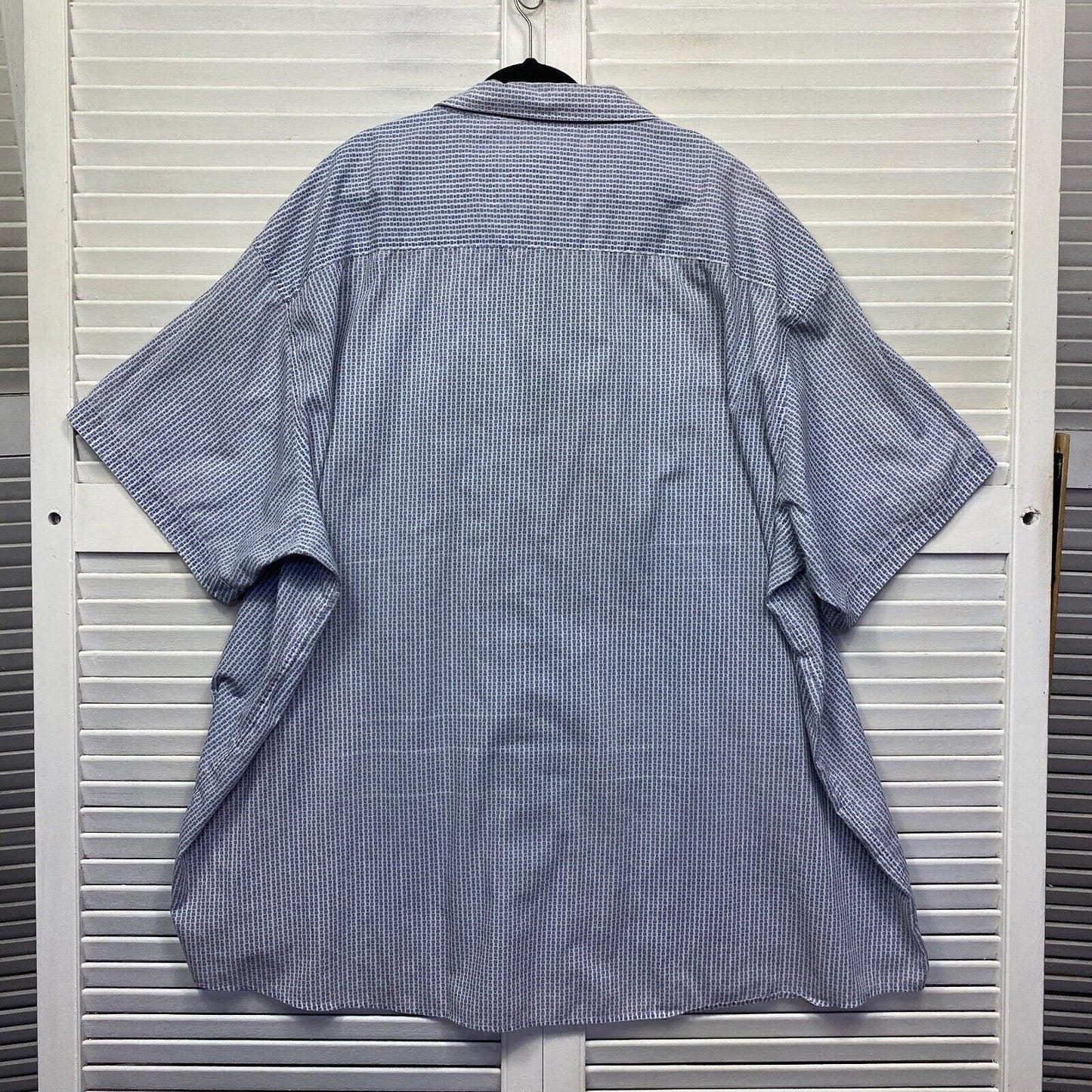 Kam Jeans Shirt Mens 6XL Blue Short Sleeve Button Up Collared Striped Cotton