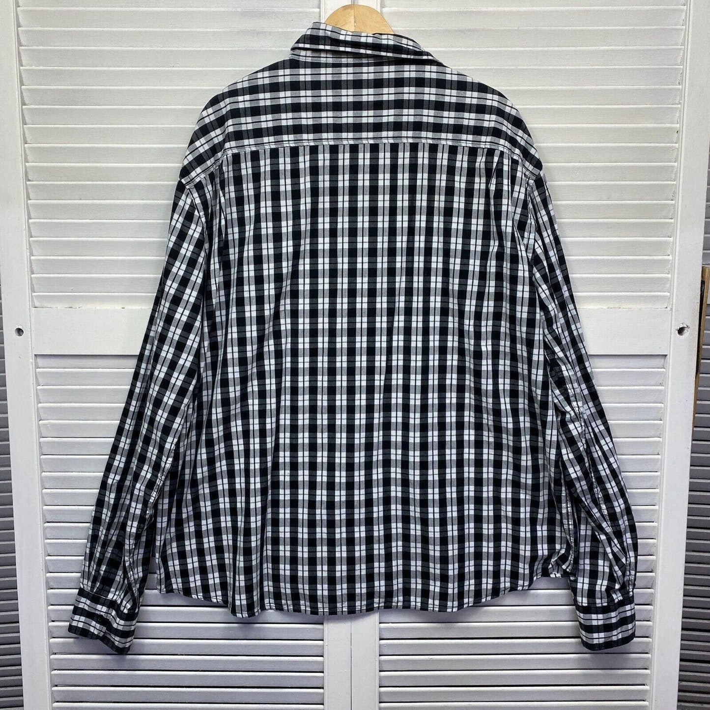 Joe & Co Shirt Mens 6XL Plus Black White Check Long Sleeve Big & Tall Preloved