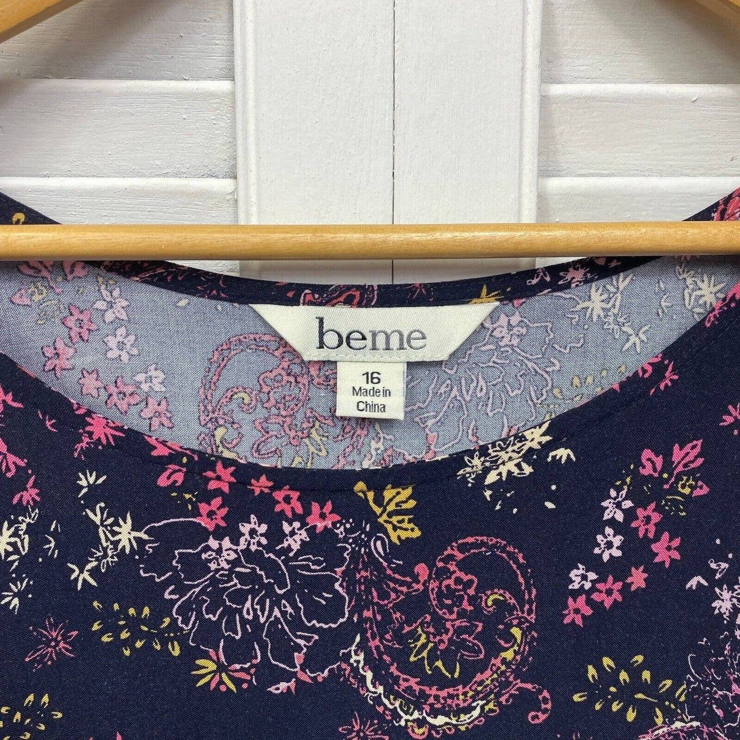 beme Top Womens 16 Multicoloured Floral Paisley Short Sleeve Plus Size Viscose