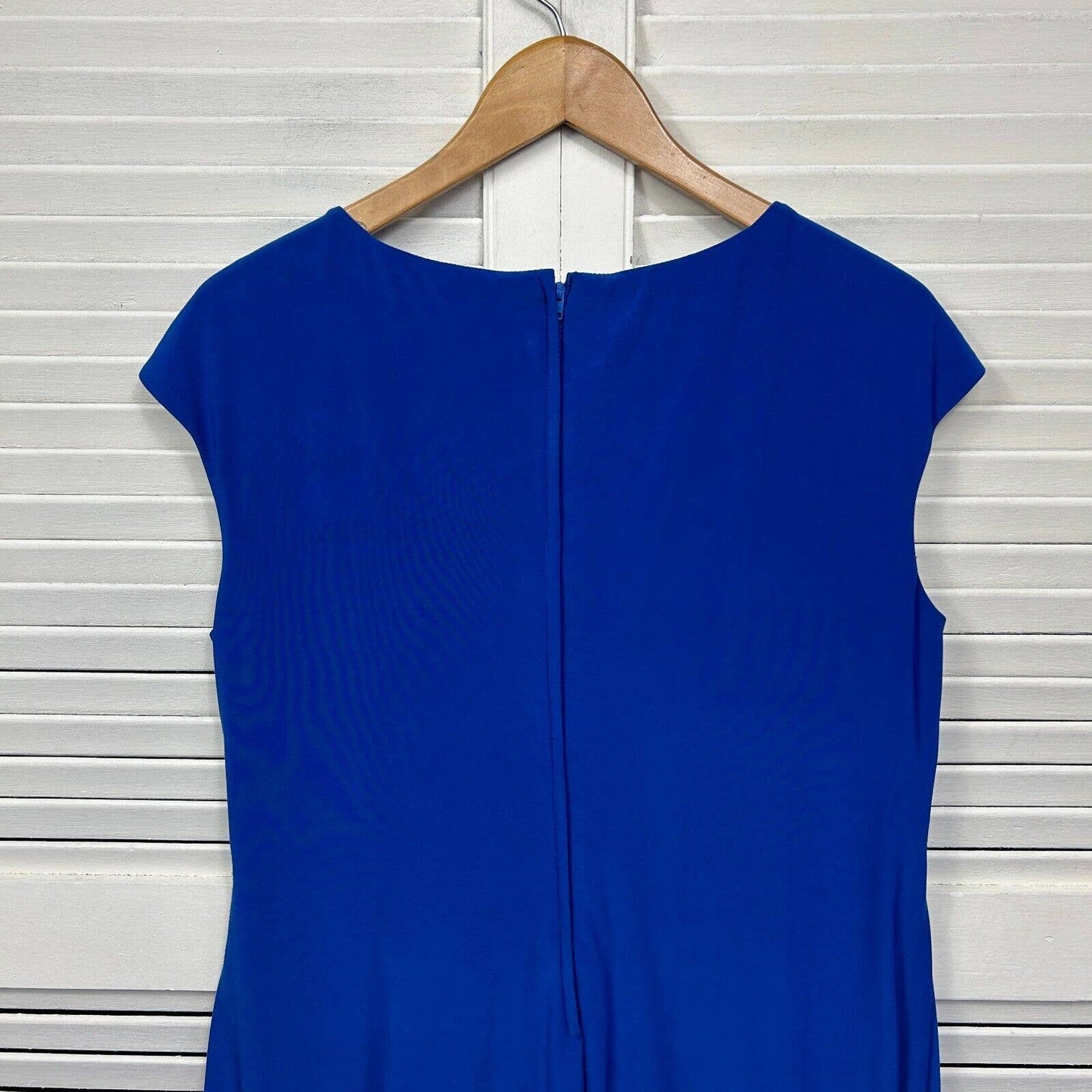 Laura K Dress Womens 16 Blue Cap Short Sleeve Gathered Waist Midi Evening