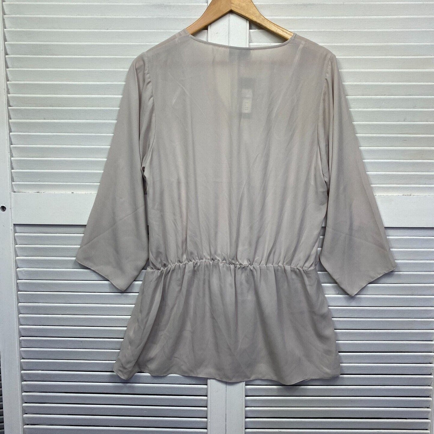 City Chic Top 14 Plus XS Long Sleeve Sand All Angels Draped Layered New