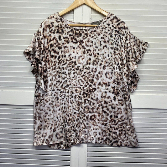 Sussan Top Size 14 Animal Print Short Sleeve Viscose Multicoloured